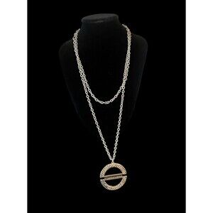 Urban Delight Crystal Circle Pendant Necklace Reversible Silver Premier Designs